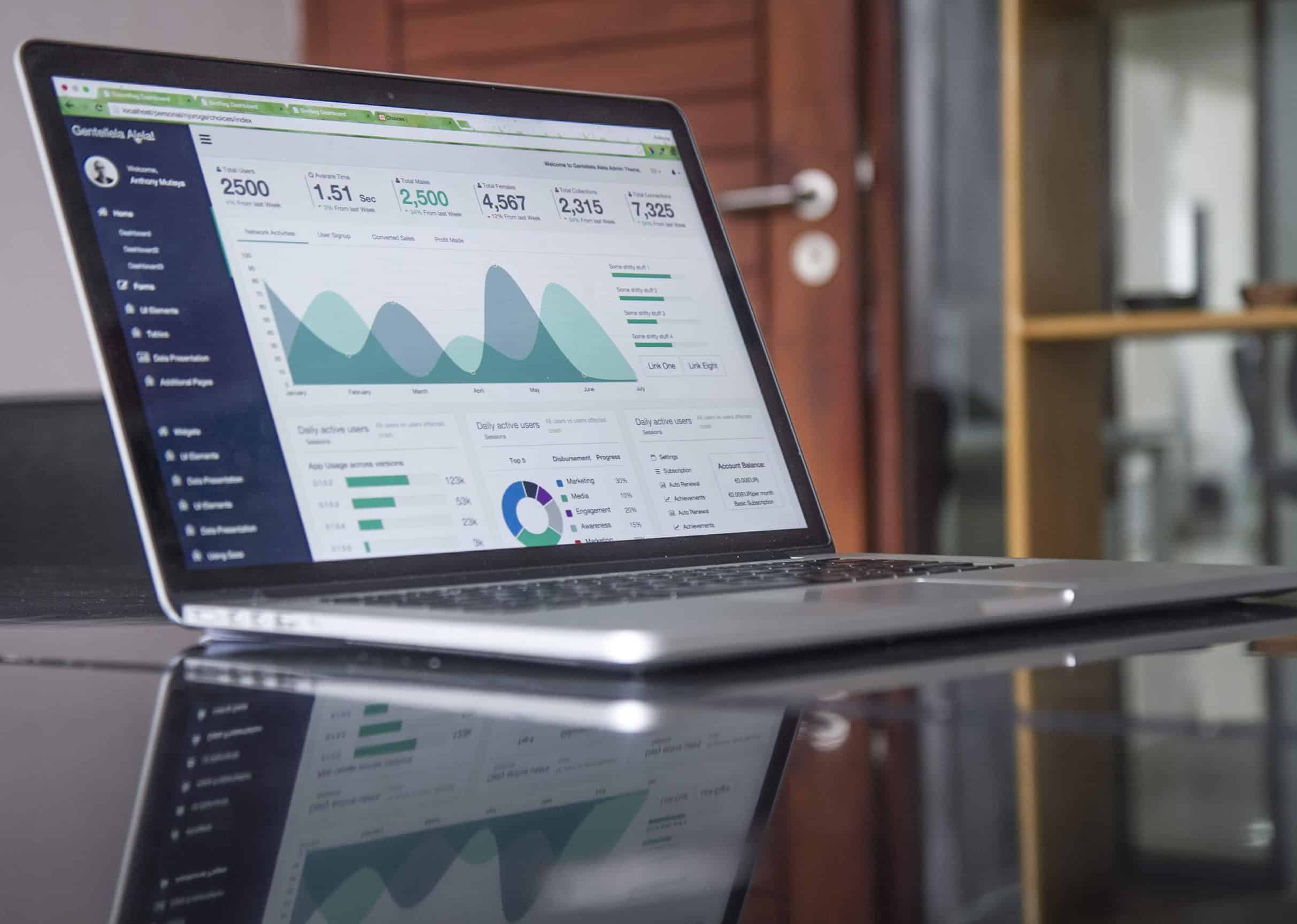 Laptop showing data visualisations