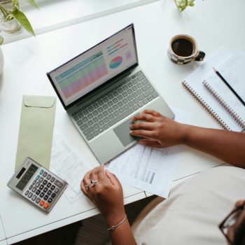 small business owner using sustainability data