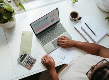 small business owner using sustainability data