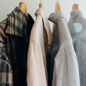 Shirts hanging up on a rail