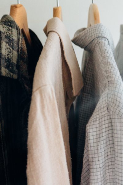 Shirts hanging up on a rail