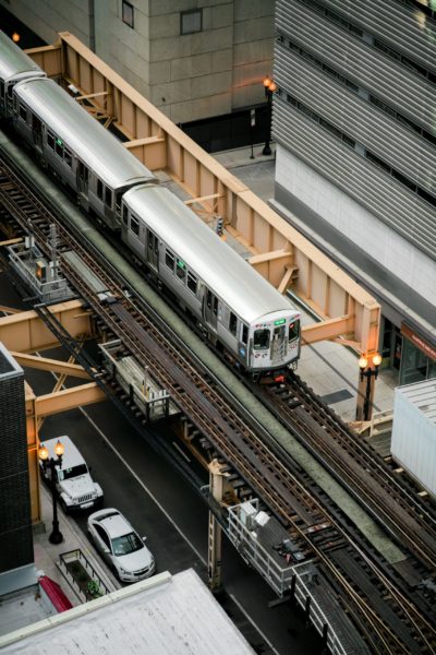 Train pulling into city train station