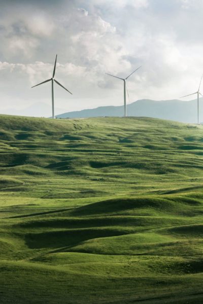 Wind turbines on a hill