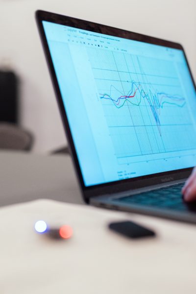 Close up of a laptop showing a graph