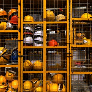 Health and safety hard hards in lockers