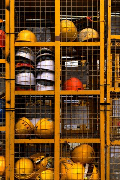 Health and safety hard hards in lockers