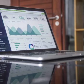 Laptop showing data visualisations