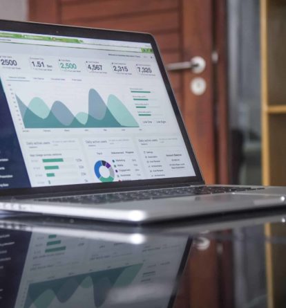 Laptop showing data visualisations