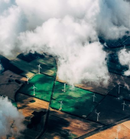 Green energy - wind turbines and clouds
