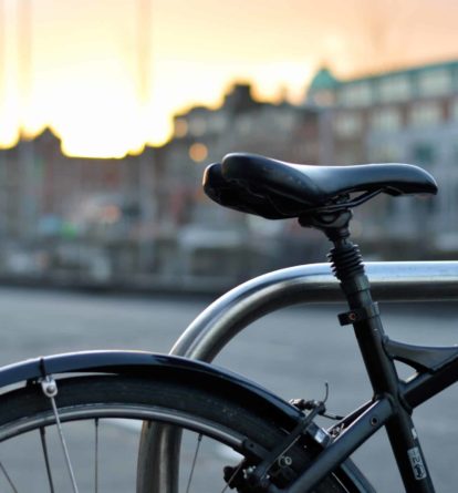 Sustainable travel bike parked