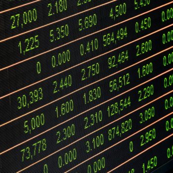 Digital display showing stocks trading