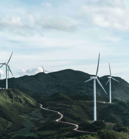 Wind turbines in the mountains