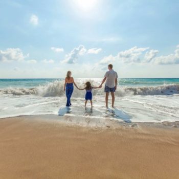 family on the beach