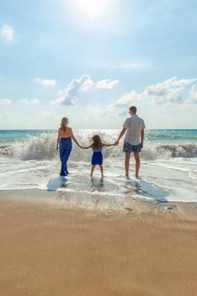 family on the beach